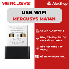[AC650] Mercusys MA20N | USB Wi-Fi Băng Tần Kép Nano Băng Tầng 650M
