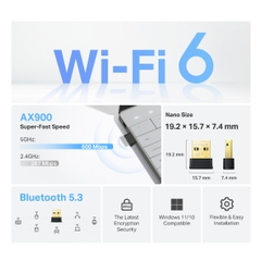 [AX900] Thiết Bị Thu WiFi 6 TP-Link Archer TX10UB Nano, USB Wifi Bluetooth Có Trang Bị Bluetooh 5.3, Wifi Băng Tần Kép AX900