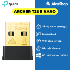 Thiết Bị Thu Wifi Archer TP-Link T2UB Nano USB Wifi Bluetooth,  Bluetooth 4.2, Băng Tần Kép  Wifi 600M