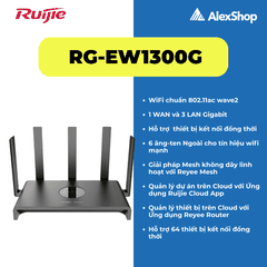 [1300M] Thiết Bị Phát Wifi Ruijie RG-EW1300G Hỗ Trợ 96 Users Đồng Thời
