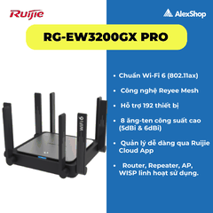 [3200M] Thiết Bị Phát Wifi 6 RUIJIE RG-EW3200GX PRO, Hỗ Trợ Tối Đa 192 Users, Băng Thông 3200M