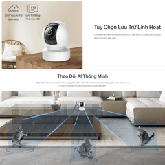 [4M] Camera Wifi Tapo C222 4M Trong Nhà, Xoay 360 Độ, AI Thông Minh, TP-Link CÓ Cổng Lan