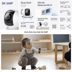 [4M] Camera Wifi Tapo C222 4M Trong Nhà, Xoay 360 Độ, AI Thông Minh, TP-Link CÓ Cổng Lan