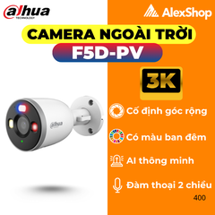 [5M] Camera Dahua Ngoài Trời Cố Định F5D-PV, Đàm Thoại 2 Chiều, Màu Đêm