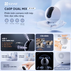 [6M] Camera Wifi Ezviz C60P Dual Mix 2 Ống Kinh Dọc, Góc Siêu Rộng