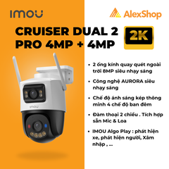[8M ] Camera Wifi IMOU S7XFP Cruiser Dual 2 Pro 8MP Ngoài Trời 2 Mắt Trang Bị Công Nghệ Hỗ Trợ Ánh Sáng Yếu Arora - IPC-S7XFP-8U0WED -