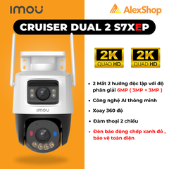 [6M] Camera Wifi IMOU S7XEP Phân Giải 6MP Cruiser Dual 2 Ngoài Trời 2 Mắt, Trang Bị AI Thông Minh, Đèn Chớp Xanh Đỏ