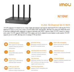 [10 Kênh] Đầu Thu Imou Wireless NVR-N110W-8A0E Hỗ Trợ Onvif, Hỗ Trợ 5MP và 8MP