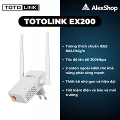 Mở Rộng Sóng Wifi TOTOLINK EX200 Băng Tần 300M