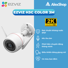 [3M] Camera Wifi EZVIZ H3C 3MP Color Ngoài Trời Cố Định, Có Màu Ban Đêm