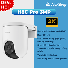 [3M] Camera Wifi Ezviz H8C Pro 3MP Ngoài Trời Xoay, Màu Ban Đêm