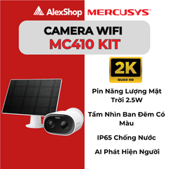 [3M] Camera Pin Mercusys MC410 Kit, Kèm Năng Lượng Mặt Trời, Chịu Thời Tiết, Phân Giải 3M, NGOÀI TRỜI