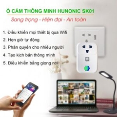Copy of Ổ Cắm Wifi Thông Minh Hunonic SK01 HNSK01 - 1 Lỗ Cắm 220V, Điều Khiển Bật Tắt Từ Xa, Hẹn Giờ Tự Động