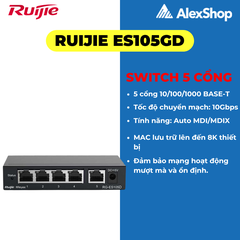 Bộ Chia Mạng RUIJIE ES105GD 5 Cổng Tốc Độ 10Gbps