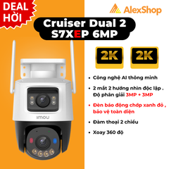 [6M] Camera Wifi IMOU S7XEP Phân Giải 6MP Cruiser Dual 2 Ngoài Trời 2 Mắt, Trang Bị AI Thông Minh, Đèn Chớp Xanh Đỏ
