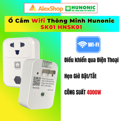 Copy of Ổ Cắm Wifi Thông Minh Hunonic SK01 HNSK01 - 1 Lỗ Cắm 220V, Điều Khiển Bật Tắt Từ Xa, Hẹn Giờ Tự Động