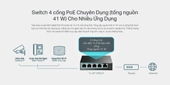 Bộ Chia Mạng POE TP-Link TL-SF1005LP 5 Cổng 100M 4 cổng POE Cổng Suất tổng 41W