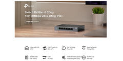 Bộ Chia Mạng POE TP-Link LS106LP 6 Cổng 100M 4 cổng POE Cổng Suất tổng 41W