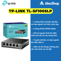 Bộ Chia Mạng POE TP-Link TL-SF1005LP 5 Cổng 100M 4 cổng POE Cổng Suất tổng 41W