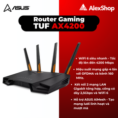 Router Wifi 6 Asus TUF Gaming AX4200 – Chuẩn AX, Gaming Mượt, Phủ Sóng Mạnh