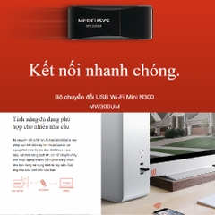 [300M] Thiết Bị Thu WiFi Mercusys MW300UM Băng Thông 300M, USB Wifi Nhỏ Gọn