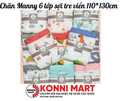 Chăn Manny 6 lớp sợi tre viền 110*130cm