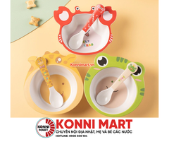 Set tập ăn sợi tre (bát, thìa, nĩa) hình thú cho bé