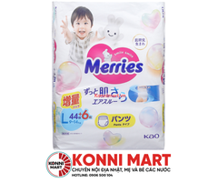 Bỉm Merries nội địa quần size L cộng miếng (44 + 6 miếng)