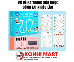 Bộ tập tô, nối chữ và nét vẽ cơ bản tập viết thông minh xoá được Line Dot to Dot