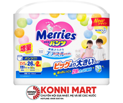 Bỉm quần Merries cộng miếng size XXL 26 + 2 miếng (15 - 28kg)