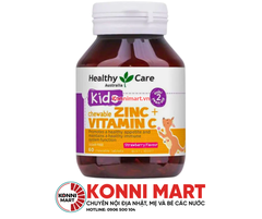 Viên nhai bổ sung Kẽm, vitamin C Healthy Care Úc 60 viên (từ 2 tuổi)