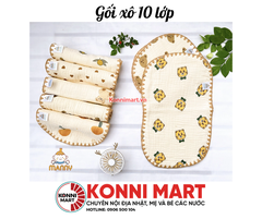 Gối cho bé sơ sinh, gối xô 10 lớp cho bé mềm mại thoáng khí kích thước 45*25cm