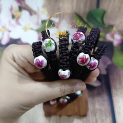 Vòng tay HandMade chỉ đỏ may mắn đính đá hoa nhiều màu