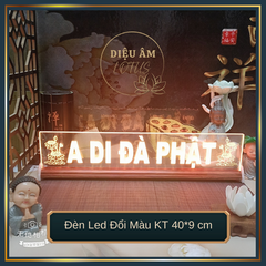 [HCM]Tranh Điện - Đèn Led Đổi Màu A DI ĐÀ PHẬT [Hoa Sen hai bên] Cao 10cm x Dài 40cm