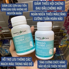 Bổ não Ginkgo Biloba Healthy Care Úc 2000mg