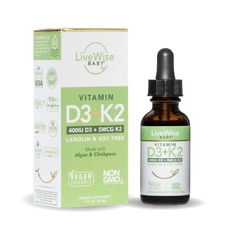 Vitamin D3K2 thuần chay (dạng giọt) LiveWise - Mỹ - chai 30ml - từ sơ sinh 855658008102