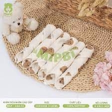 Khăn sữa nhăn cao cấp Mipbi hộp 6 cái KT 30x30cm