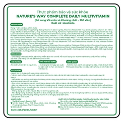 Viên bổ sung Vitamin và khoáng chất Multivitamin Nature’s Way Complete Daily ( Hộp 100 viên)  9314807082659