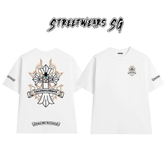 Áo Thun Chrome Flame Cross Graphics Cotton Cao Cấp Form Rộng Unisex - Streetwears SG - CH55