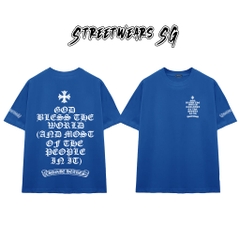 Áo Thun Chrome Heart God Bless Quote Gothic Cotton Cao Cấp Form Rộng Unisex - Streetwears SG - CH34