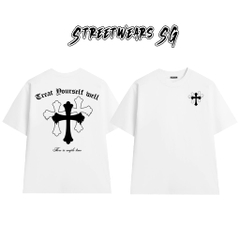 Áo Thun Chrome Treat Yourself Well Cross Graphics Cotton Cao Cấp Form Rộng Unisex - Streetwears SG - CH62