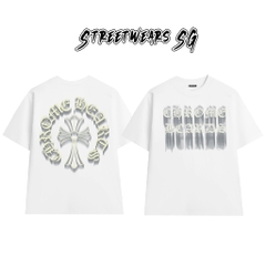 Áo Thun Chrome Ghost Effect Cross Scripts Cotton Cao Cấp Form Rộng Unisex - Streetwears SG - CH72