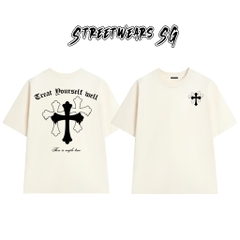 Áo Thun Chrome Treat Yourself Well Cross Graphics Cotton Cao Cấp Form Rộng Unisex - Streetwears SG - CH62