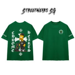 Áo Thun Chrome Heart Simpson Cartoon Gang Star Cotton Cao Cấp Form Rộng Unisex - Streetwears SG - CH36