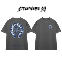 Áo Thun Chrome Heart Blue Denim Horseshoe Cotton Cao Cấp Form Rộng Unisex - Streetwears SG - CH14