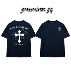 Áo Thun Chrome Treat Yourself Well Cross Graphics Cotton Cao Cấp Form Rộng Unisex - Streetwears SG - CH62