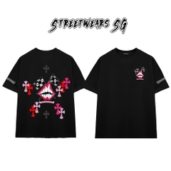 Áo Thun Chrome Heart Smile Teeth Pink Cross Cotton Cao Cấp Form Rộng Unisex - Streetwears SG - CH46