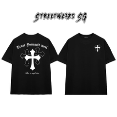 Áo Thun Chrome Treat Yourself Well Cross Graphics Cotton Cao Cấp Form Rộng Unisex - Streetwears SG - CH62