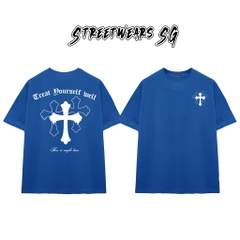 Áo Thun Chrome Treat Yourself Well Cross Graphics Cotton Cao Cấp Form Rộng Unisex - Streetwears SG - CH62
