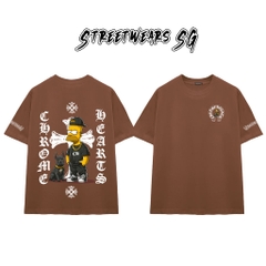 Áo Thun Chrome Heart Simpson Cartoon Gang Star Cotton Cao Cấp Form Rộng Unisex - Streetwears SG - CH36